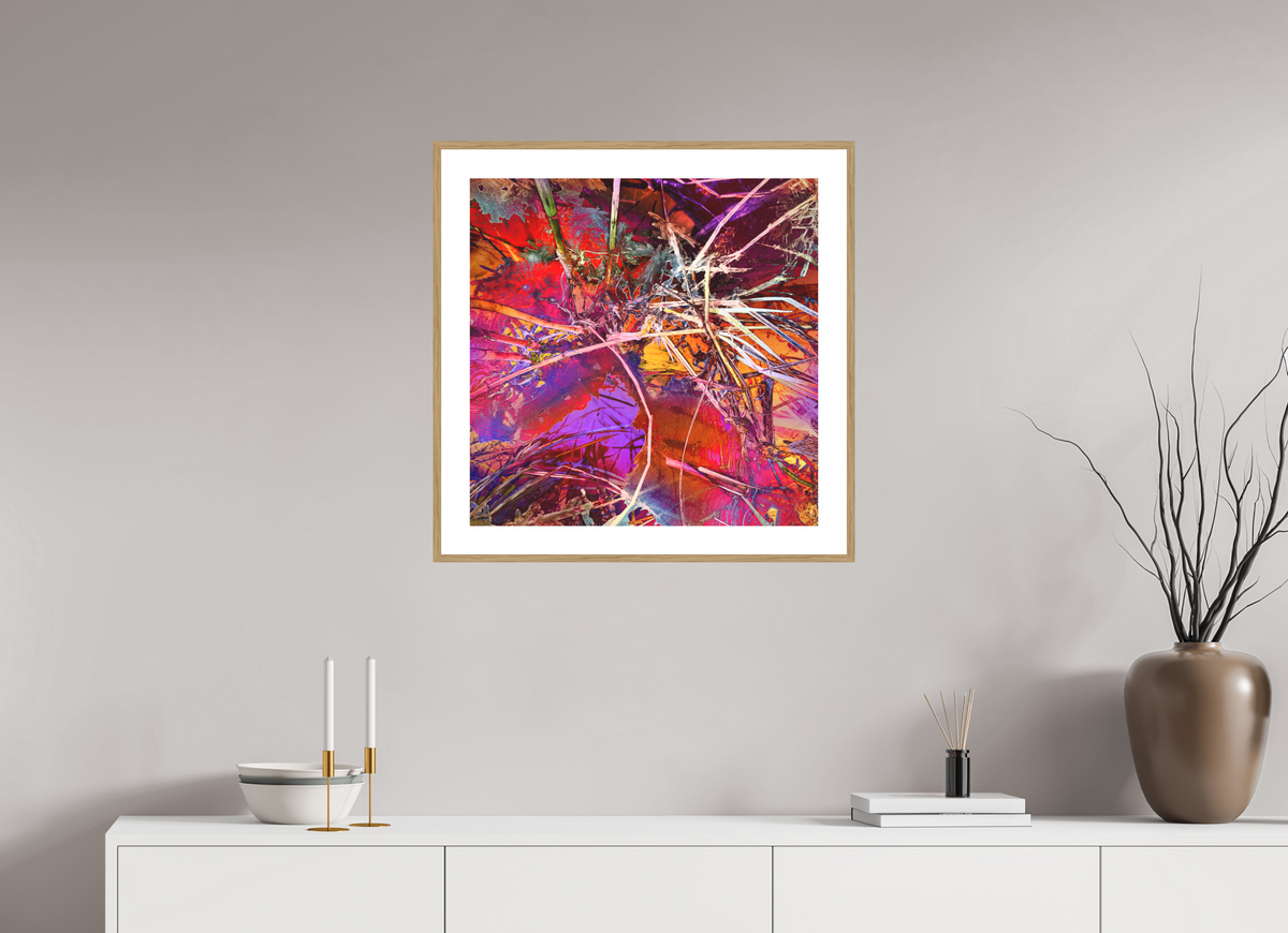 frostbitten prism by ad.inf — 60 × 60 cm, oak frame, natural