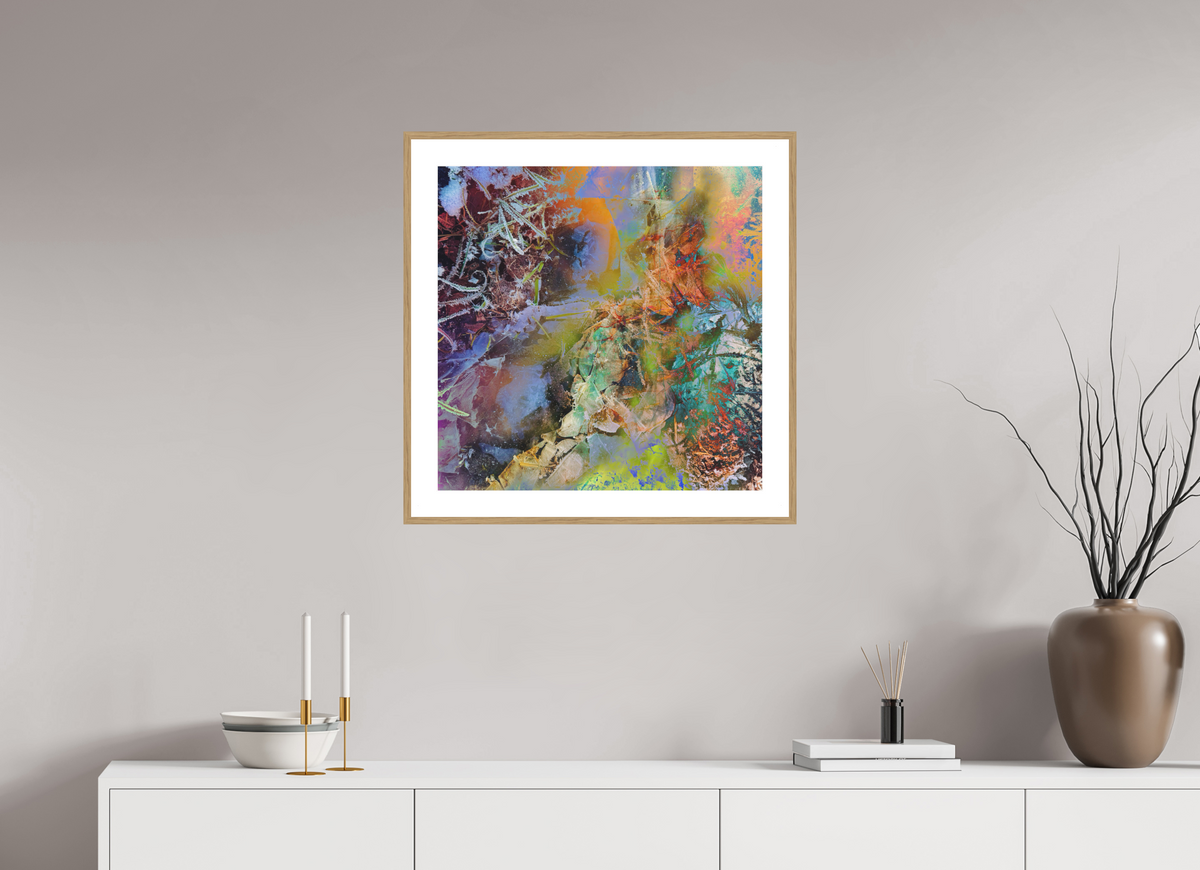 iced down pastels by ad.inf — 60 × 60 cm, oak frame, natural