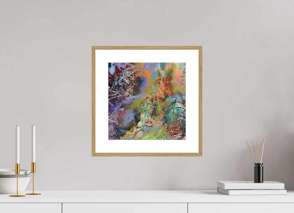 iced down pastels by ad.inf — 30 × 30 cm, oak frame, natural